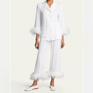 Sleeper White Feather Bridal Party Pajamas Size Medium